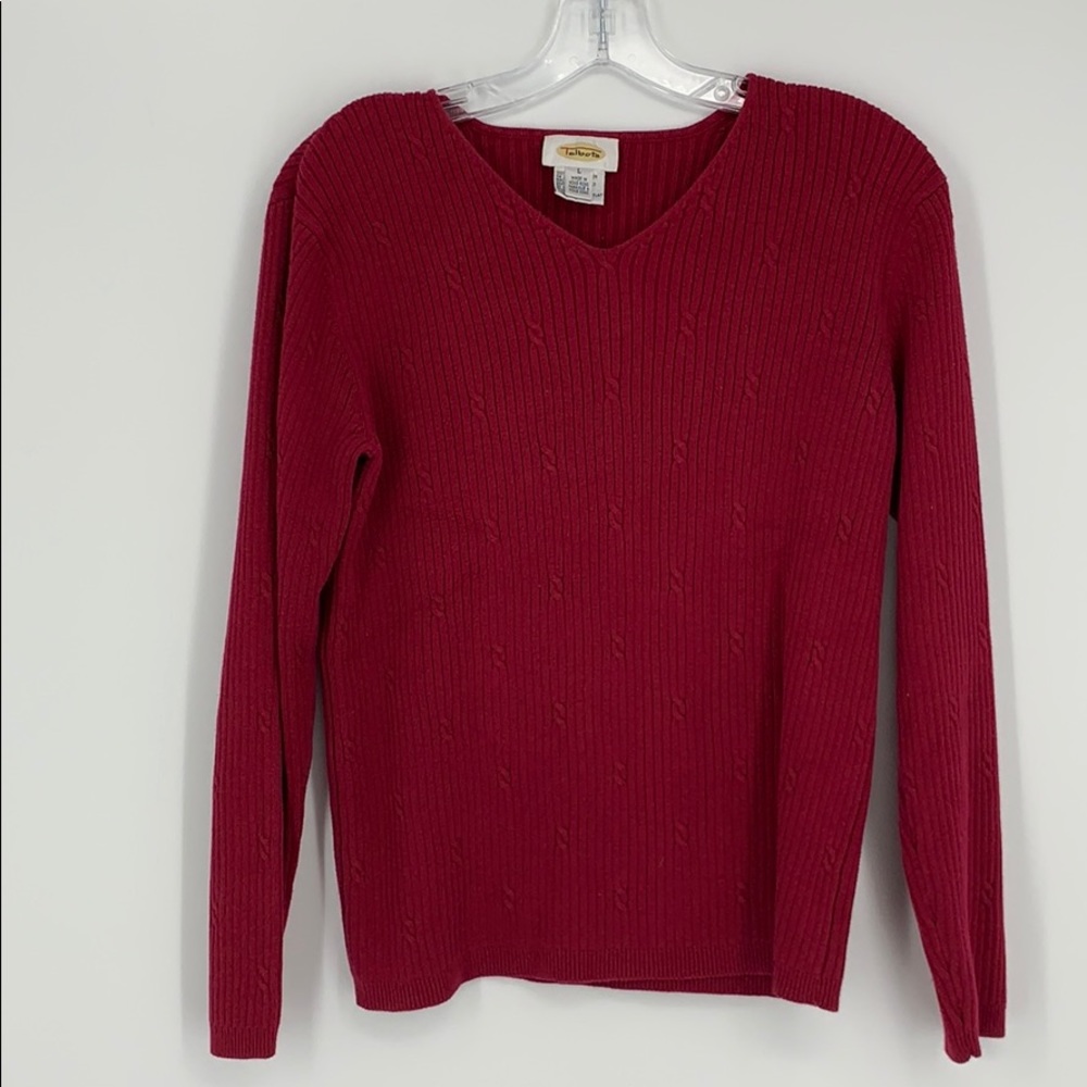 Talbots Red 100% Cotton V Neck Sweater